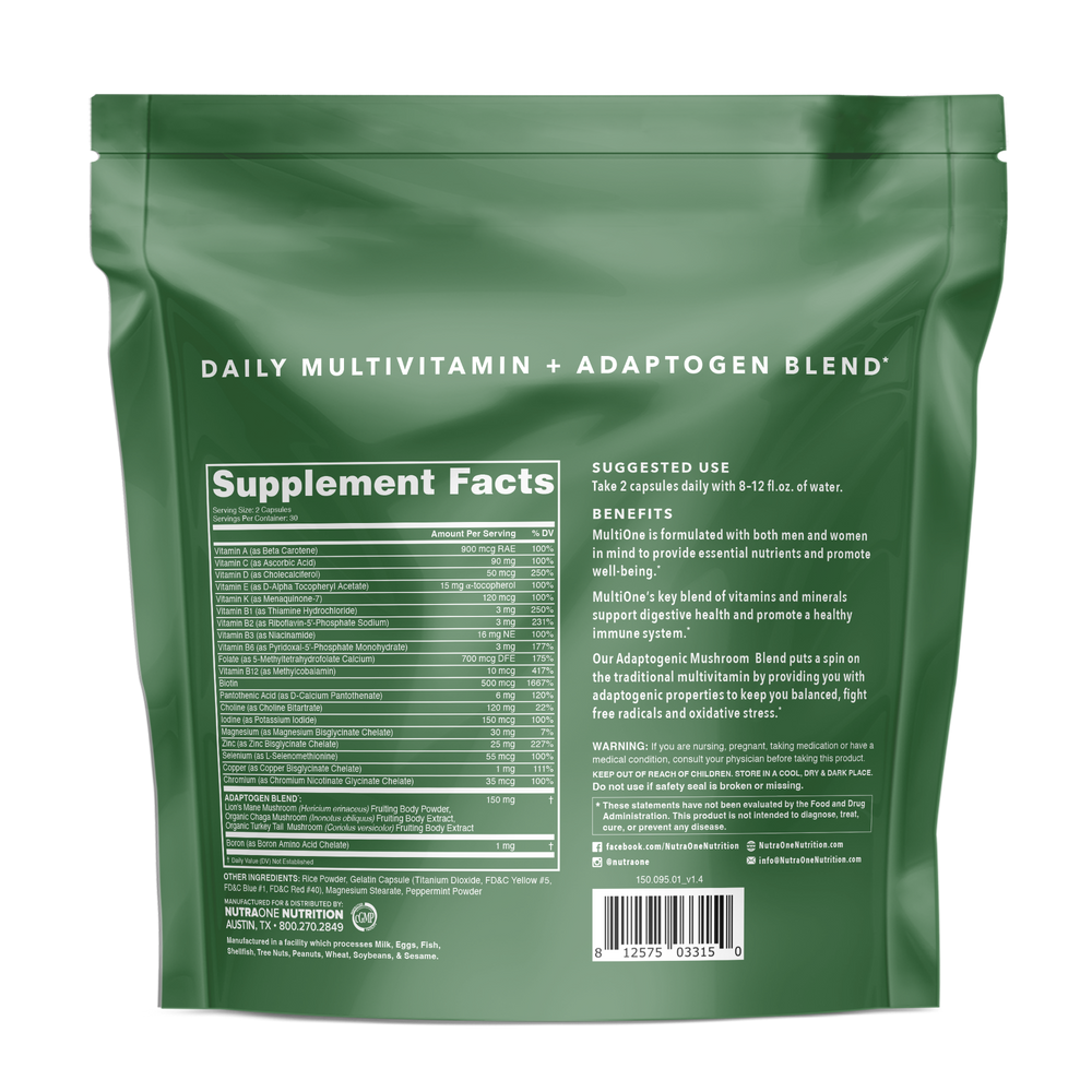 A list of benefits for a multivitamin with supplement nutrition facts